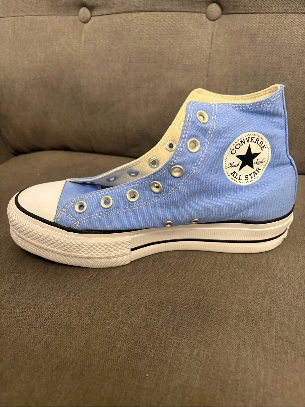 Light Blue High-Top Canvas Sneakers for Women